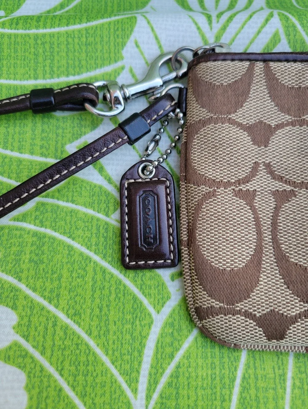 Coach Signature Canvas and Suede Stripe Wristlet